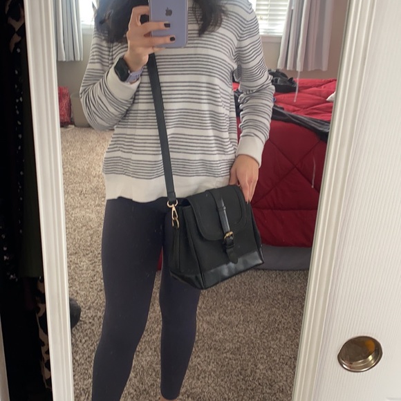 Black Vegan leather and suede cross body from Ivy & Fig w/Tri-fold compartments - Picture 3 of 8